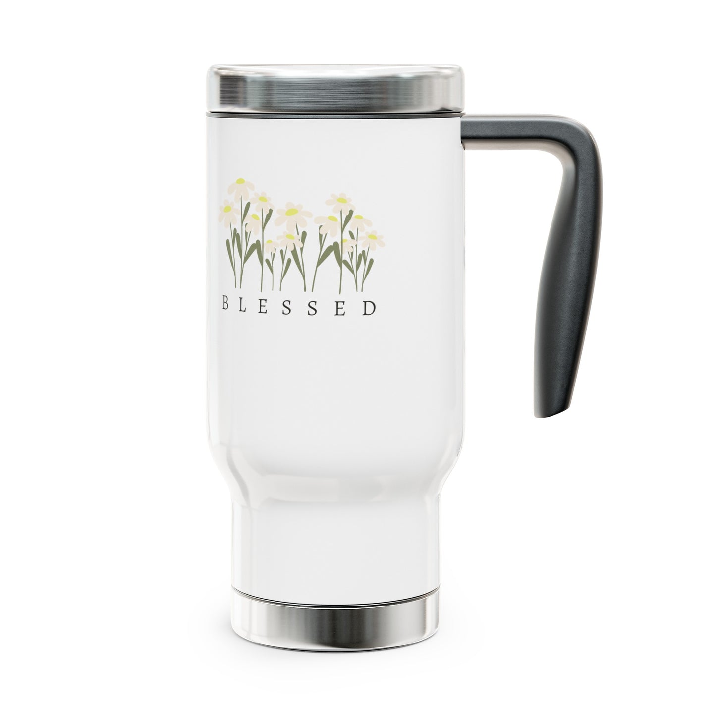 Blessed Floral Travel Mug with Handle Christian14oz Tumbler with Handle with Christian Message Reusable Bottle Perfect for Travel and Daily Refreshments