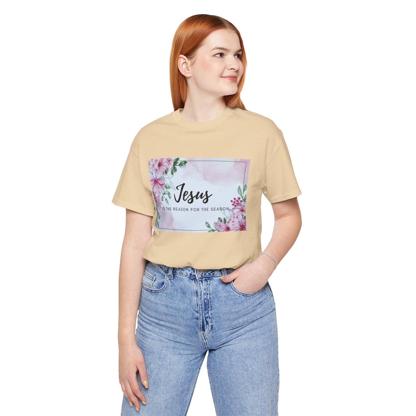 Jesus is the reason for the season Jesus-inspired Shirt with Flower Graphics Ideal Christian Gift Ideas for Women