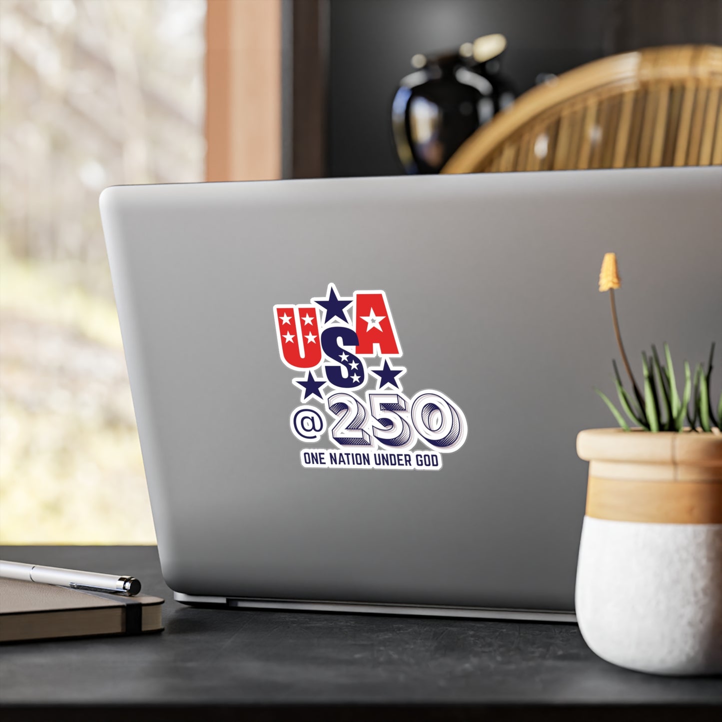 USA @250 Patriotic Kiss-Cut Vinyl Decal — "One Nation Under God"