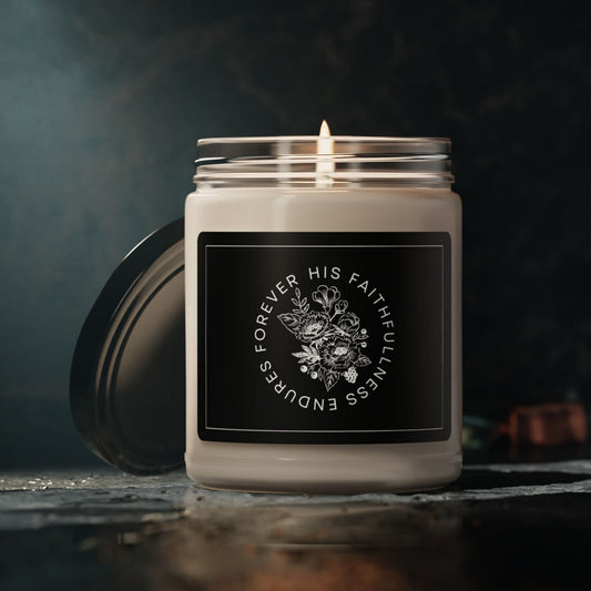 His Faithfulness Endures Forever Christian Candle
