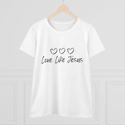 Love Like Jesus Women's Midweight Cotton Tee for Christian Mom Tshirt with Bible Verse Midweight Tshirt Gifts for Christian Moms