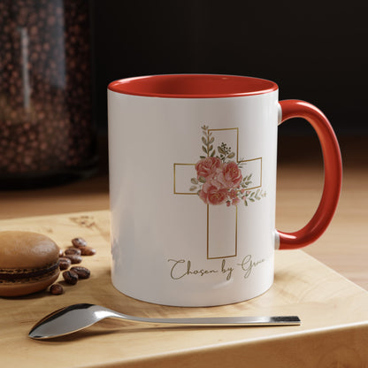 Chosen By Grace Mug with Bible Verse Christian coffee mugs for Mom Christian Coffee Mug with Inspirational Message Accent Coffee Mug in 11oz Coffee Mug for coffee lovers