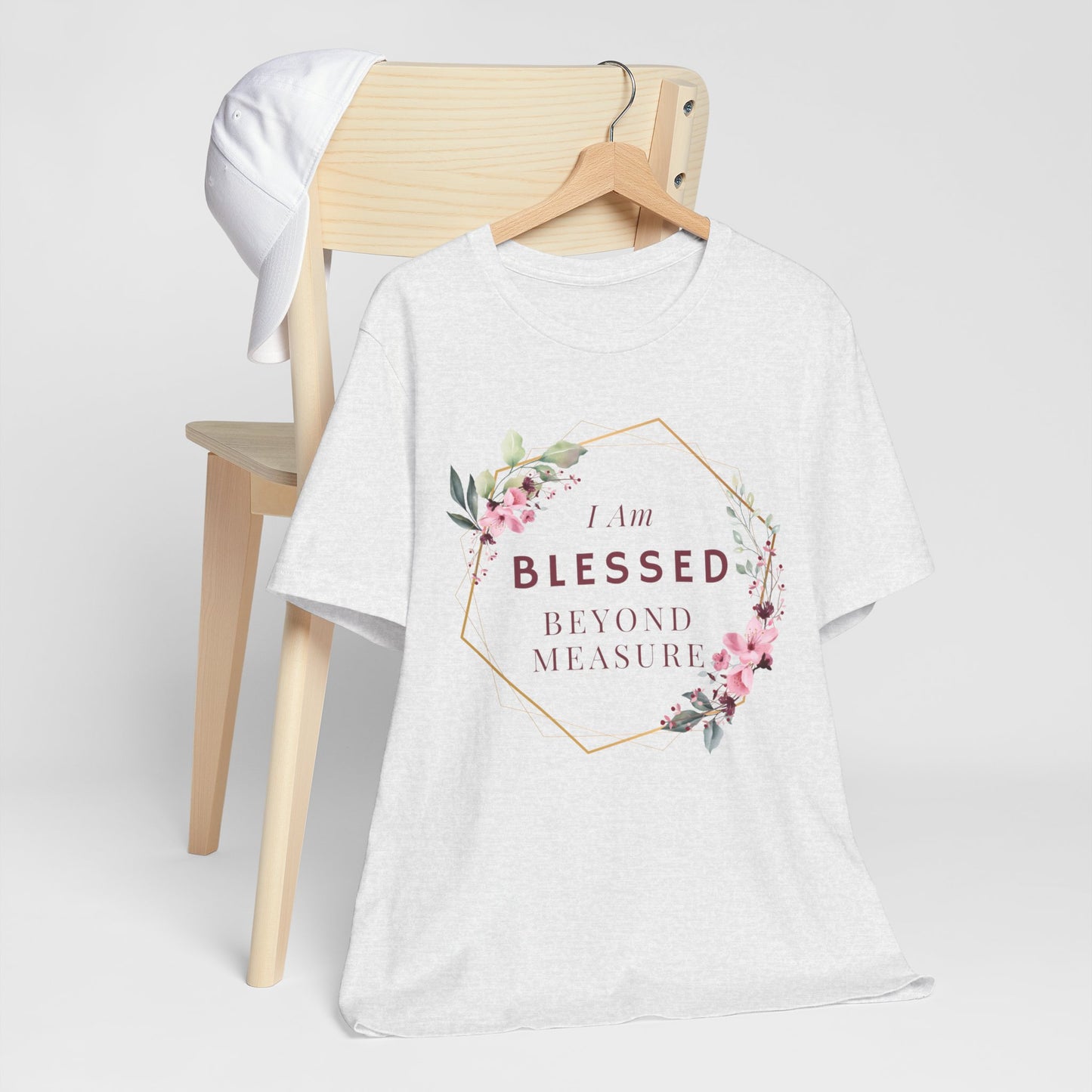 I am Blessed Beyond Measure Faith Inspired Christian T Shirt with Flower Graphics Ideal Christian Gift Ideas for Women.