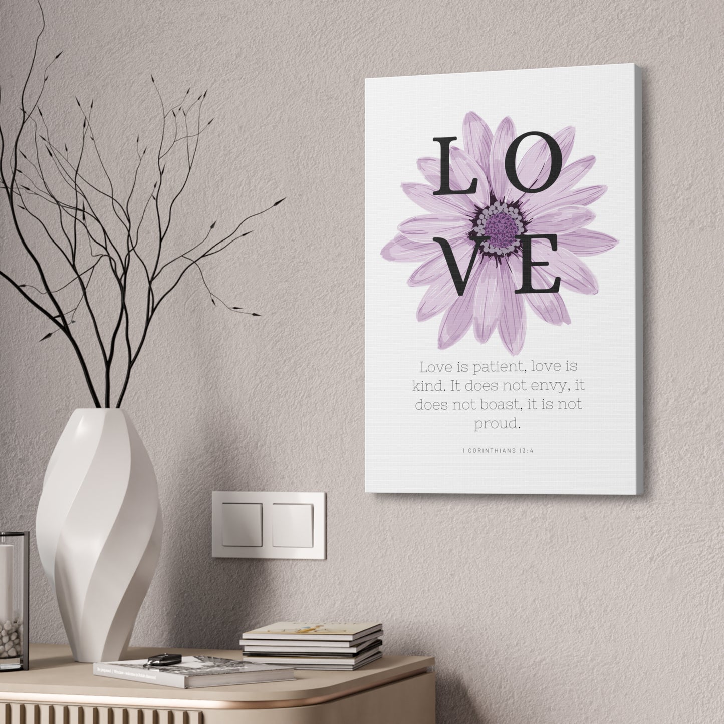 Love Is Christian Wall Art Decor with Scripture Art Prints and Inspirational Wall Art for A Christian Home Canvas Stretched, 1.5''