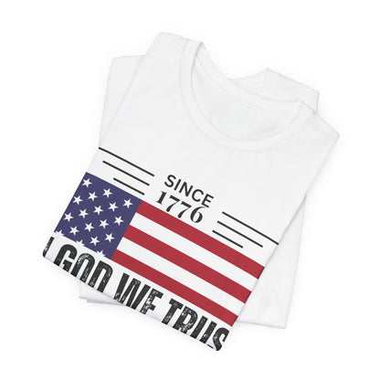 In God We Trust Christian American Flag Tshirt with US Flag