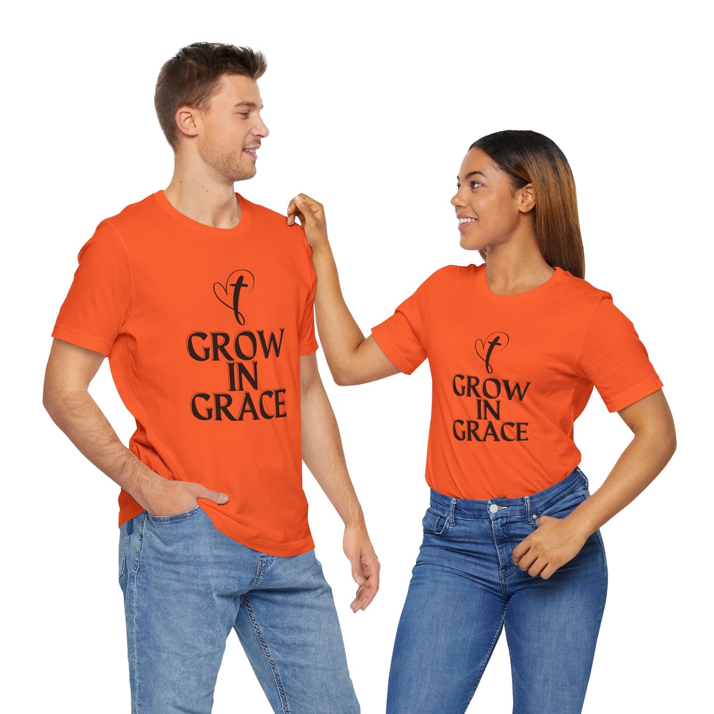 Grow in Grace Inspirational, Comfortable Church Tee with a Positive Message Ideal Christian Gift Idea for Men and Women.