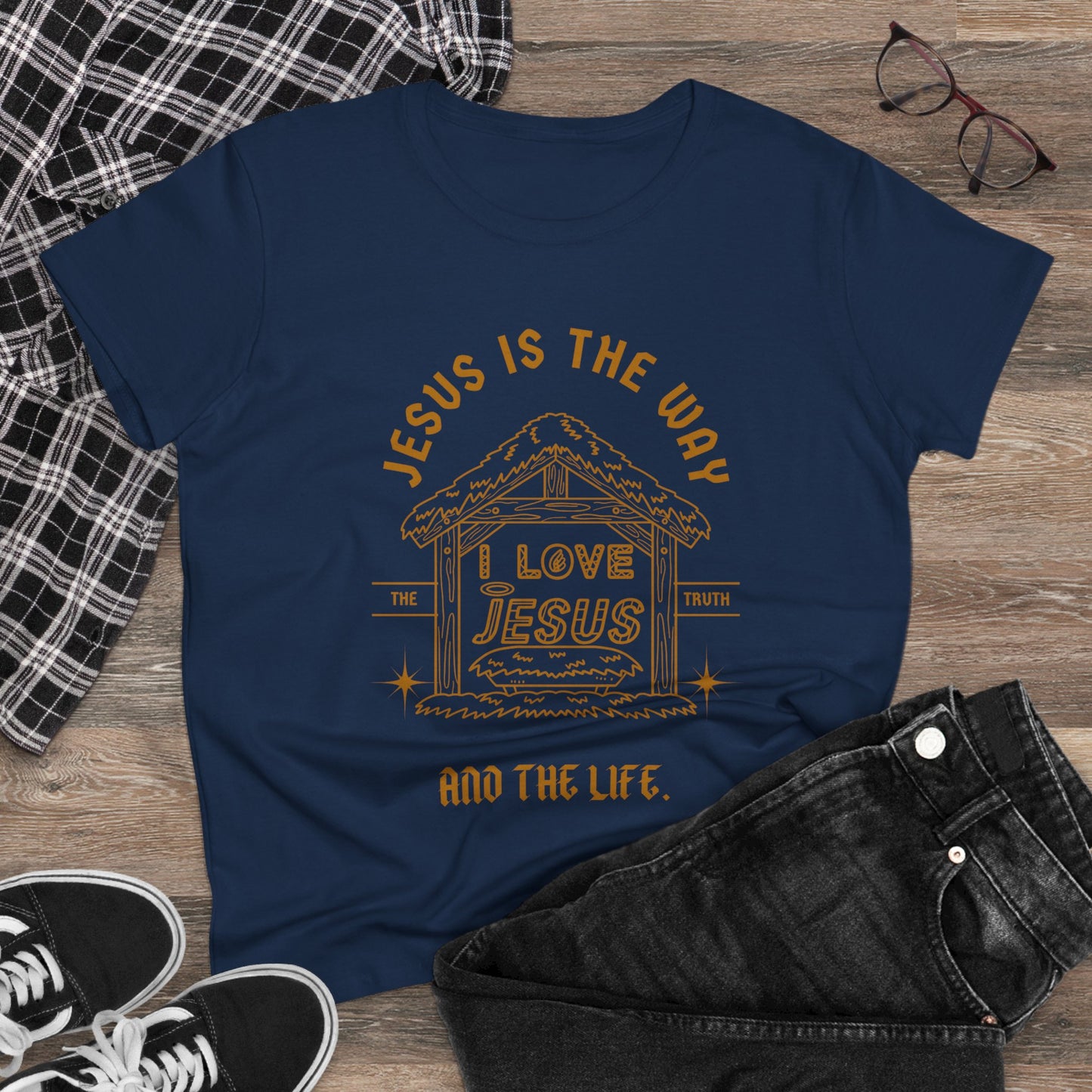 Jesus is the Way and Life Women's Midweight Cotton Tshirt