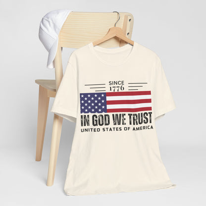 In God We Trust Christian American Flag Tshirt with US Flag