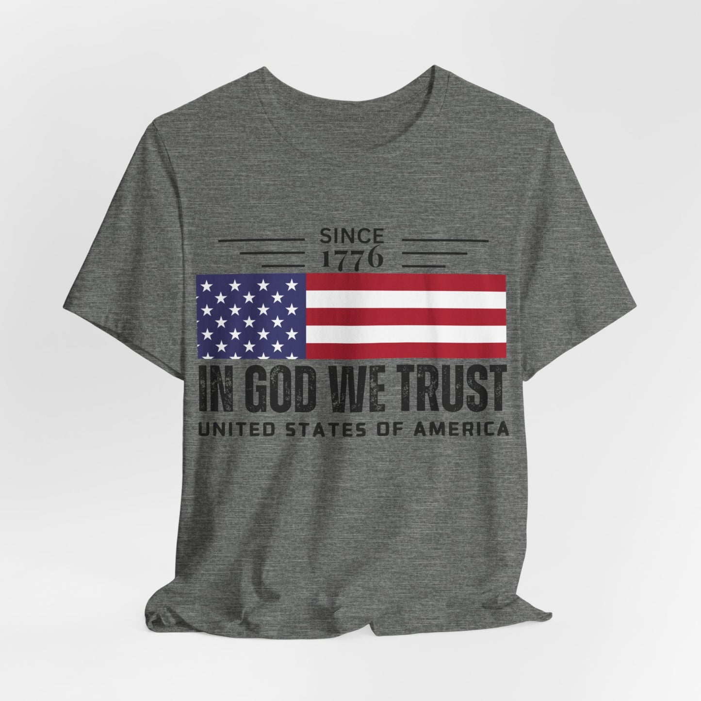 In God We Trust Christian American Flag Tshirt with US Flag