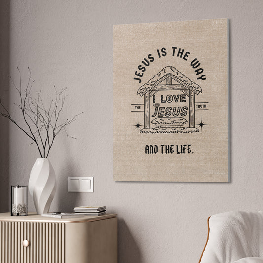 Jesus is The Way Christian Faith Wall Art Decor Canvas Scripture Art Prints and Bible Verse Art Canvas Stretched in 1.5''