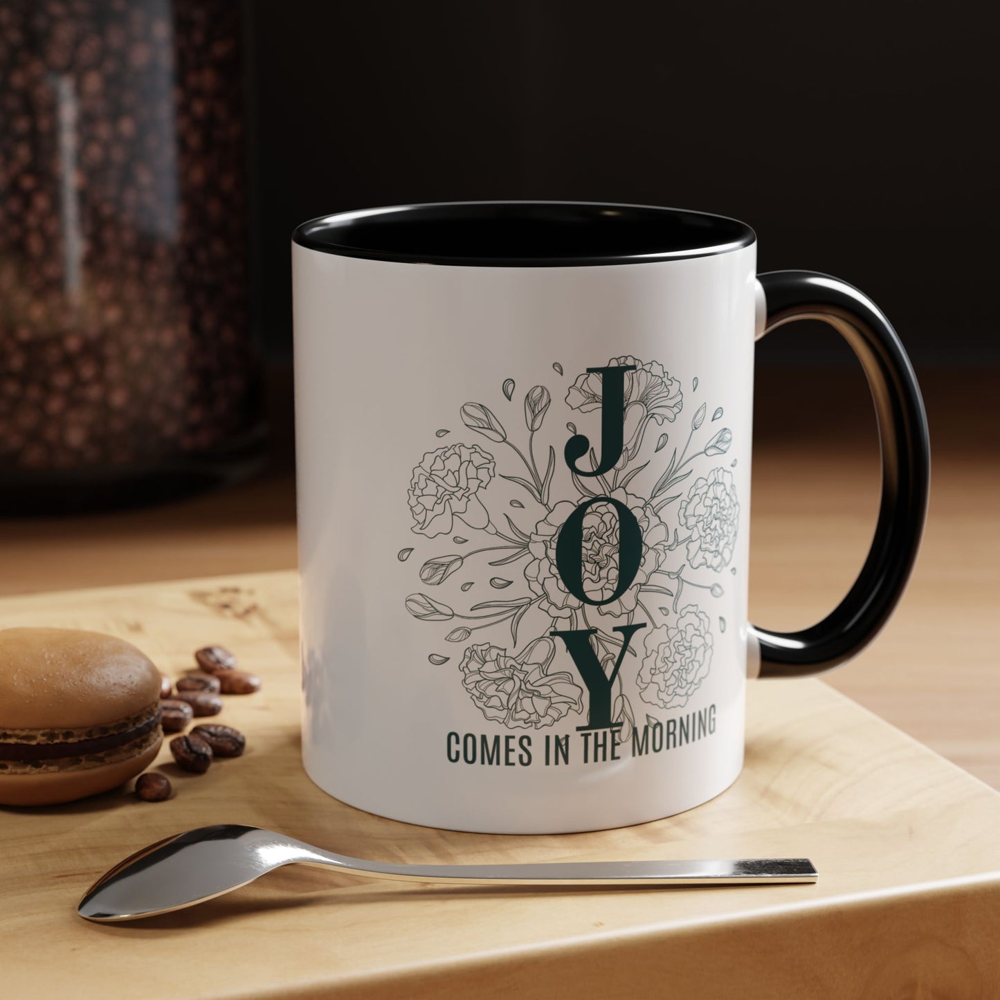Joy In the Morning Christian coffee mug