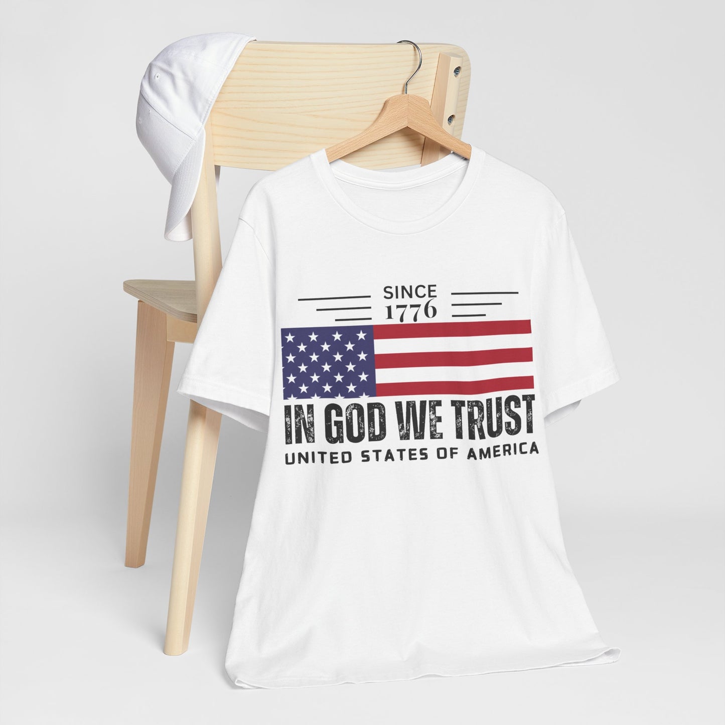 In God We Trust Christian American Flag Tshirt with US Flag