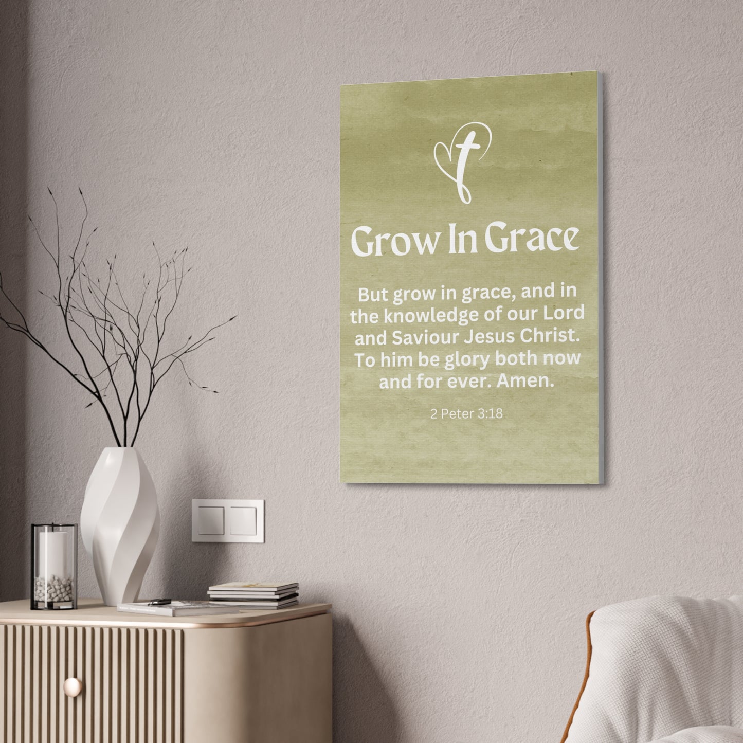 Grow in Grace Christian Faith Wall Art Decor Canvas Scripture Art Prints and Bible Verse Art Canvas Stretched in 1.5''