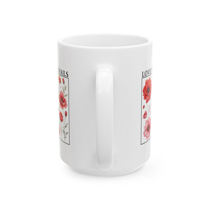 Christian Coffee Mug, Love Never Fails Mug, Ceramic Mug (11oz, 15oz) Faith Gift, Inspirational Tea Cup, Bible Verse Mug