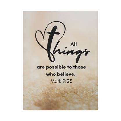 All Things are Possible Wall Art Christian Faith Canvas with Scripture Art Prints and Bible Verse Art Canvas Stretched in 1.5''