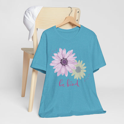 Be Kind Inspirational Christian T-Shirt with Flower Graphics