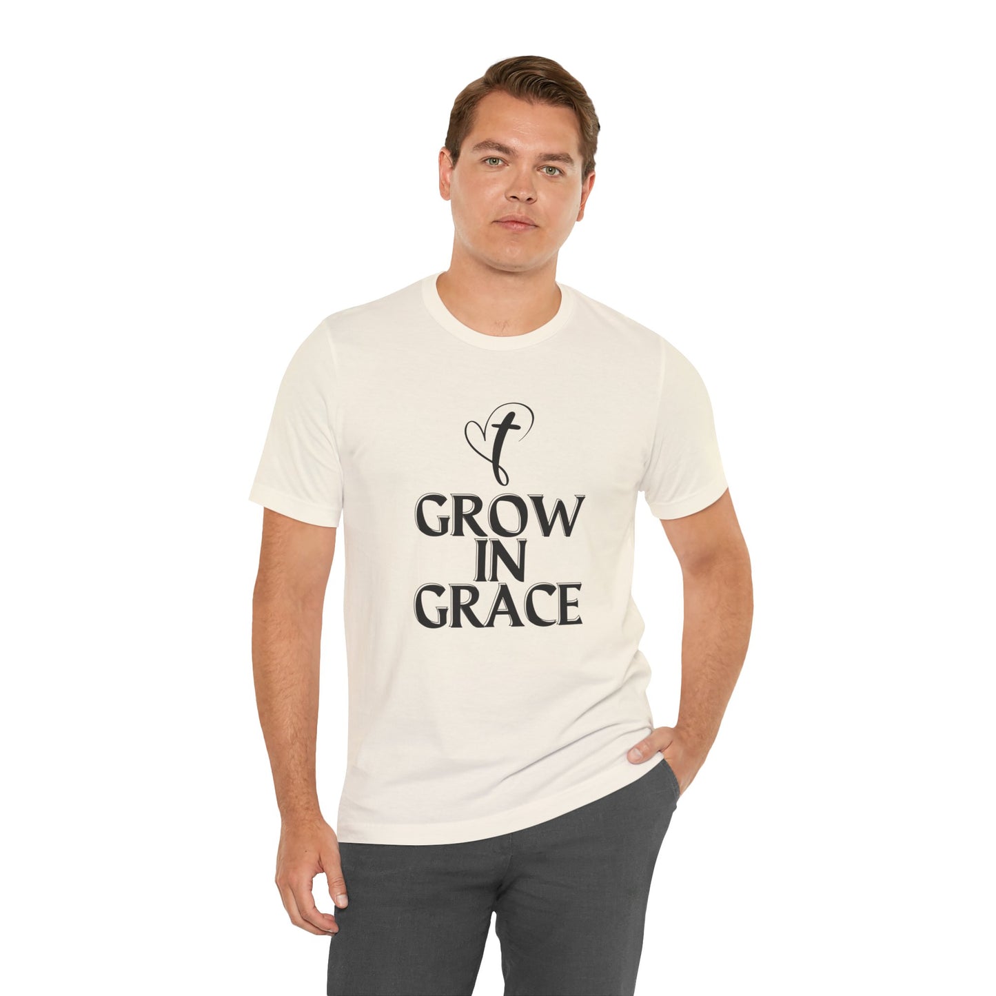 Grow in Grace Inspirational, Comfortable Church Tee with a Positive Message Ideal Christian Gift Idea for Men and Women.