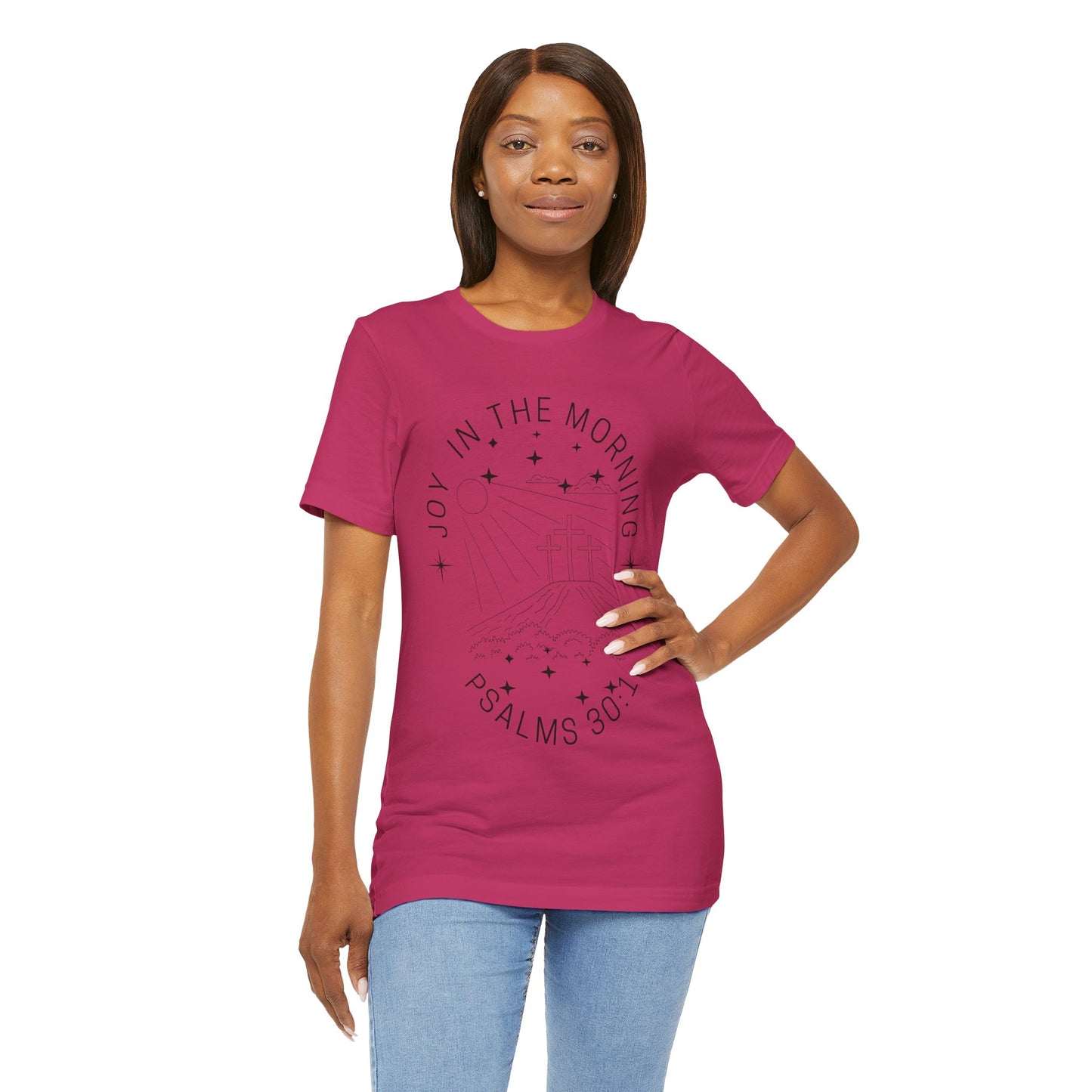 Joy in the Morning Faith Inspired Christian T Shirt for Christian Women Ideal Christian Gift Ideas for Women.