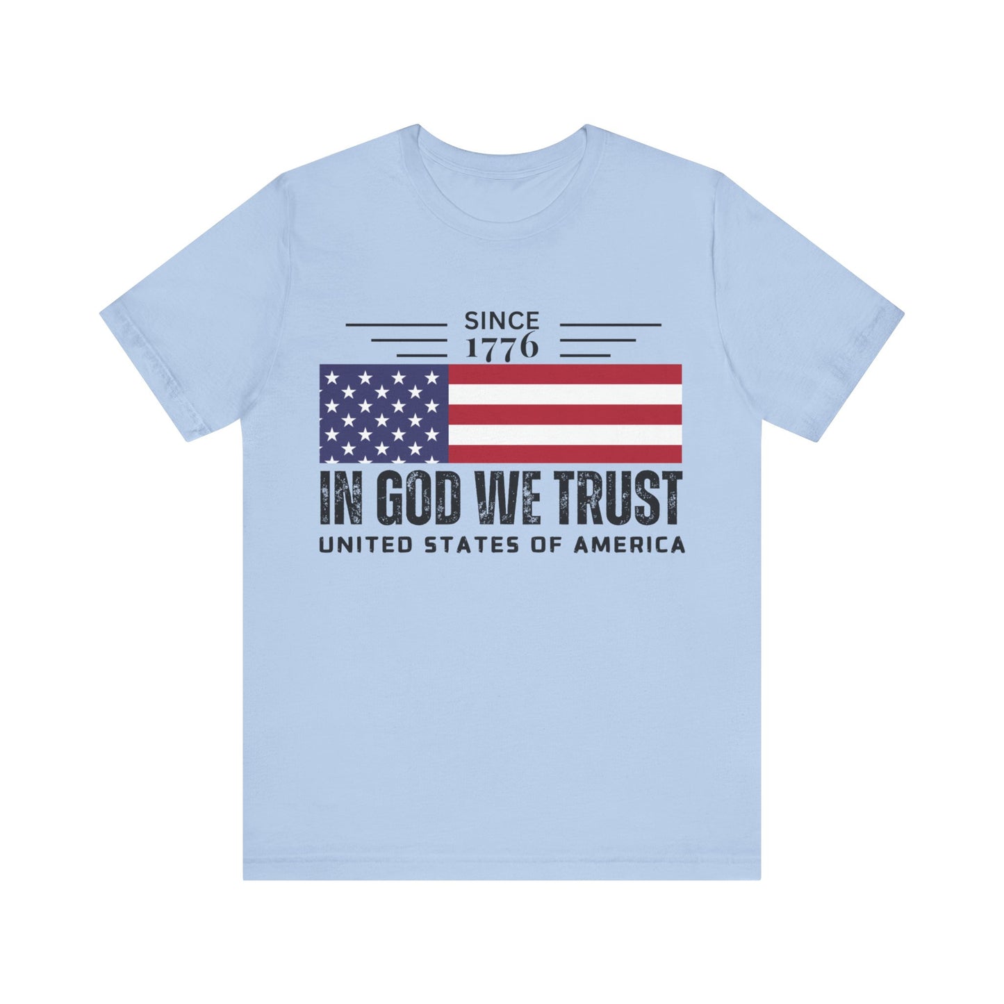 In God We Trust Christian American Flag Tshirt with US Flag