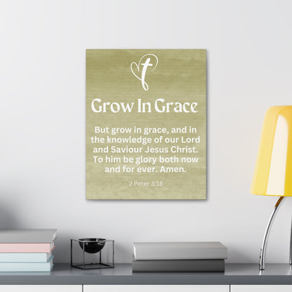 Grow in Grace Christian Faith Wall Art Decor Canvas Scripture Art Prints and Bible Verse Art Canvas Stretched in 1.5''