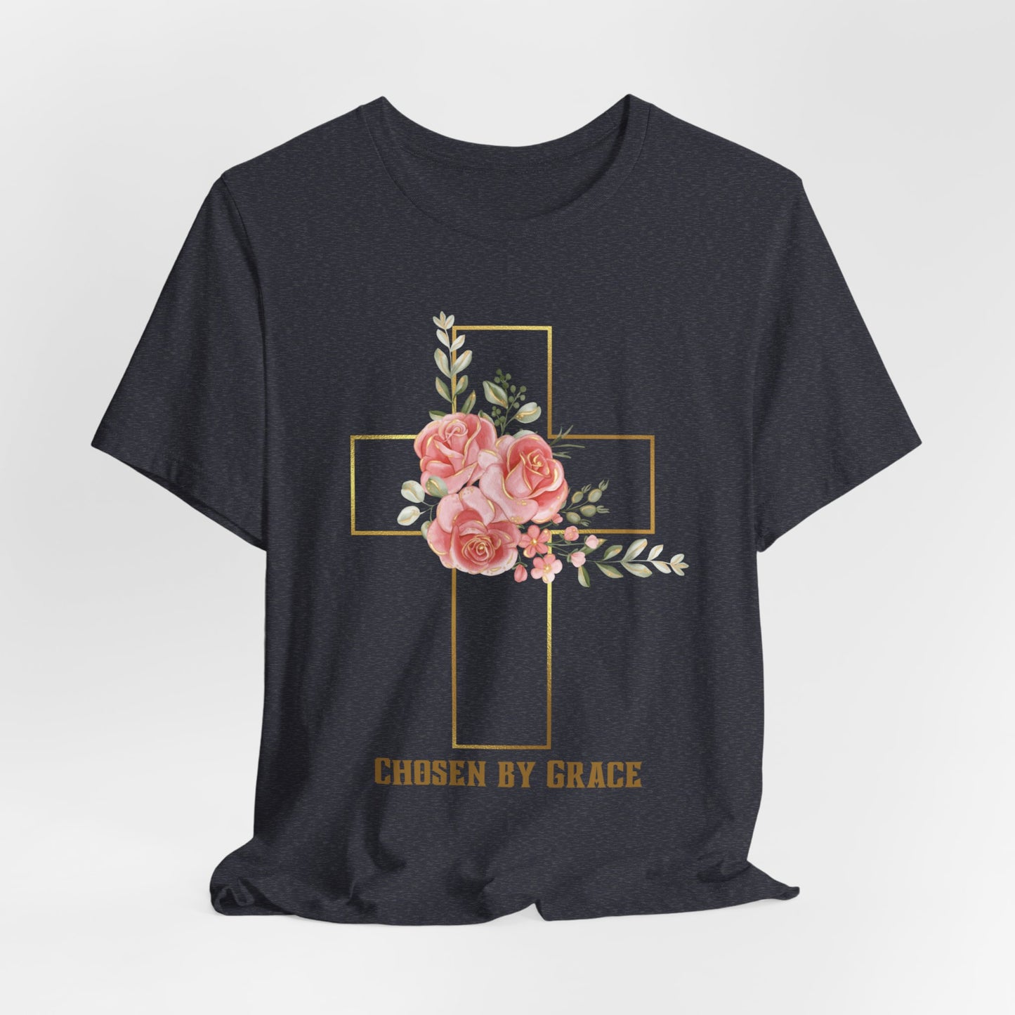 Chosen by Grace Inspirational Christian T-Shirt with Bible Verse and Cross Design Ideal Christian Gift Ideas for Women