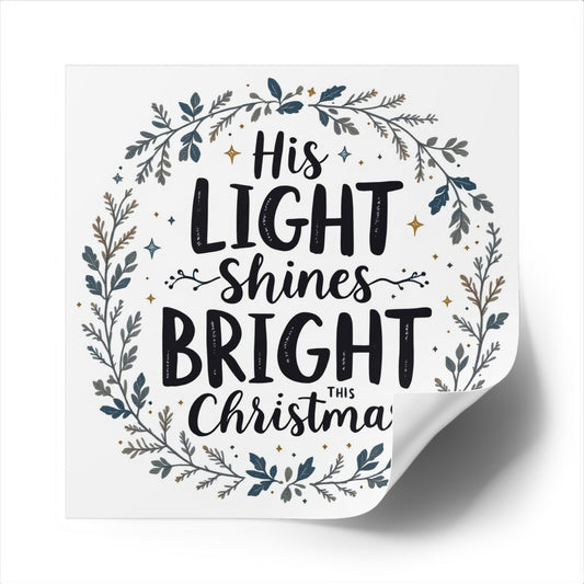 His Light Shines This Christmas, Christmas Gift, Christian Vinyl Sticker, Christmas sticker