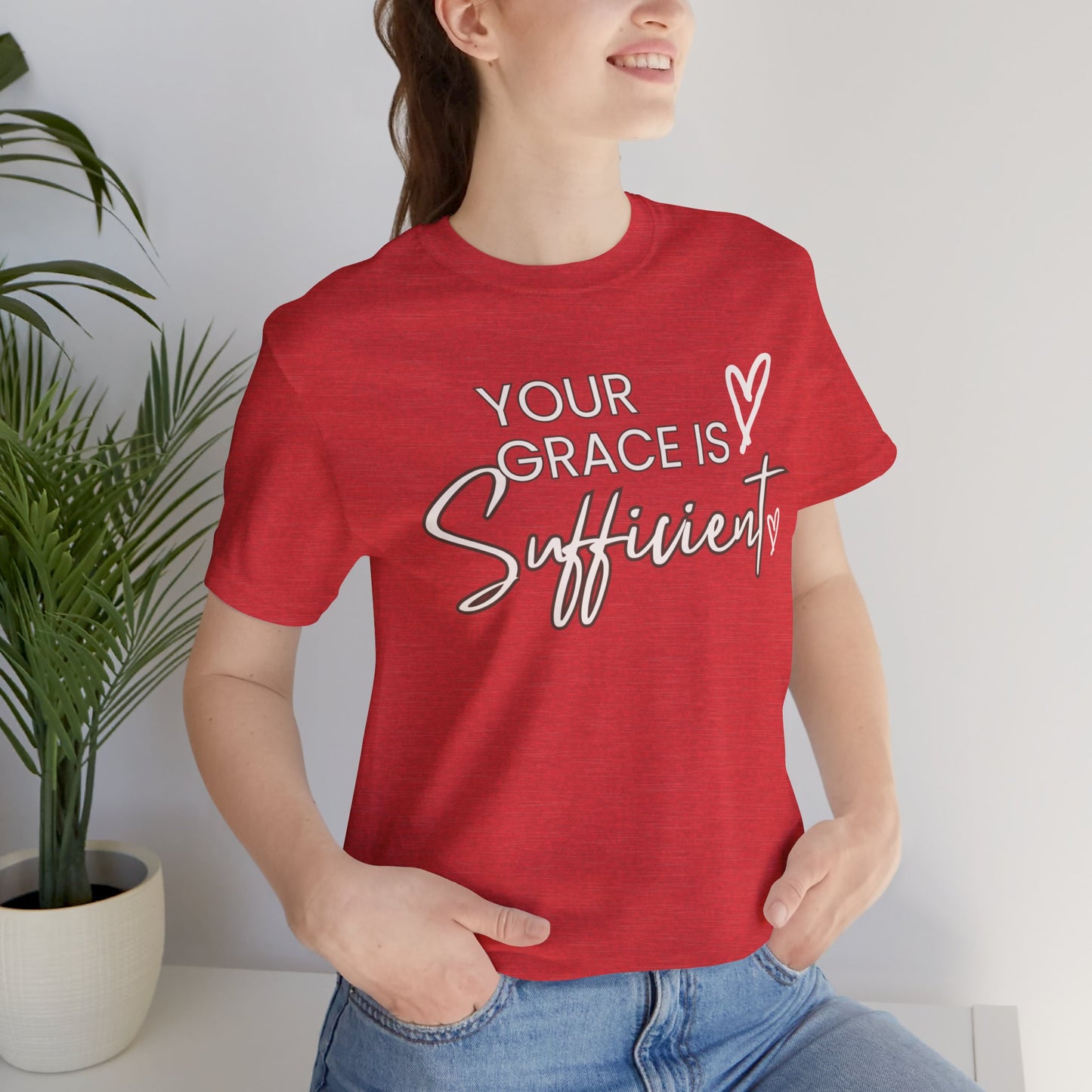 You Grace is Sufficient Inspirational Comfortable Church Tee with a Positive Message Ideal Christian Gift Ideas for Men and Women.