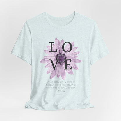 Love is Patient Scripture Wear Christian T-Shirt with Religious Graphics Ideal Religious Gift Ideas for Women