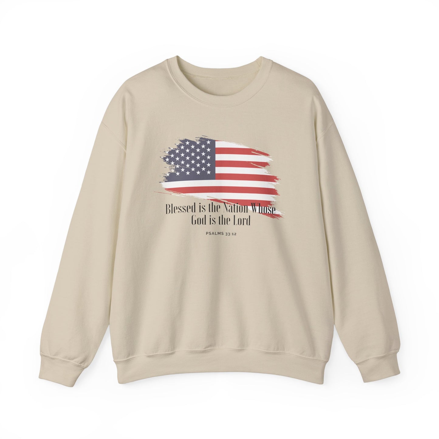 Blessed Is the Nation Whose God is God Sweatshirt Flag Sweatshirt Christian Flag Sweatshirt for Women