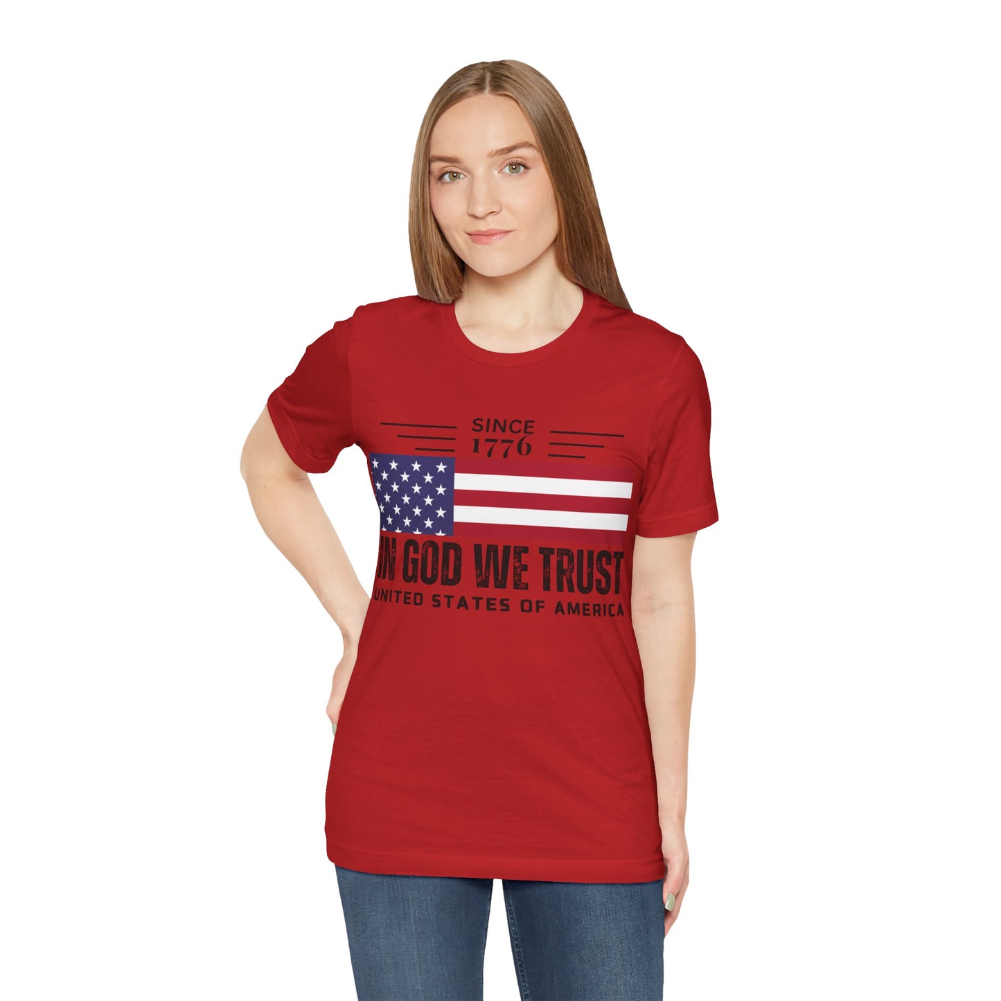 In God We Trust Christian American Flag Tshirt with US Flag