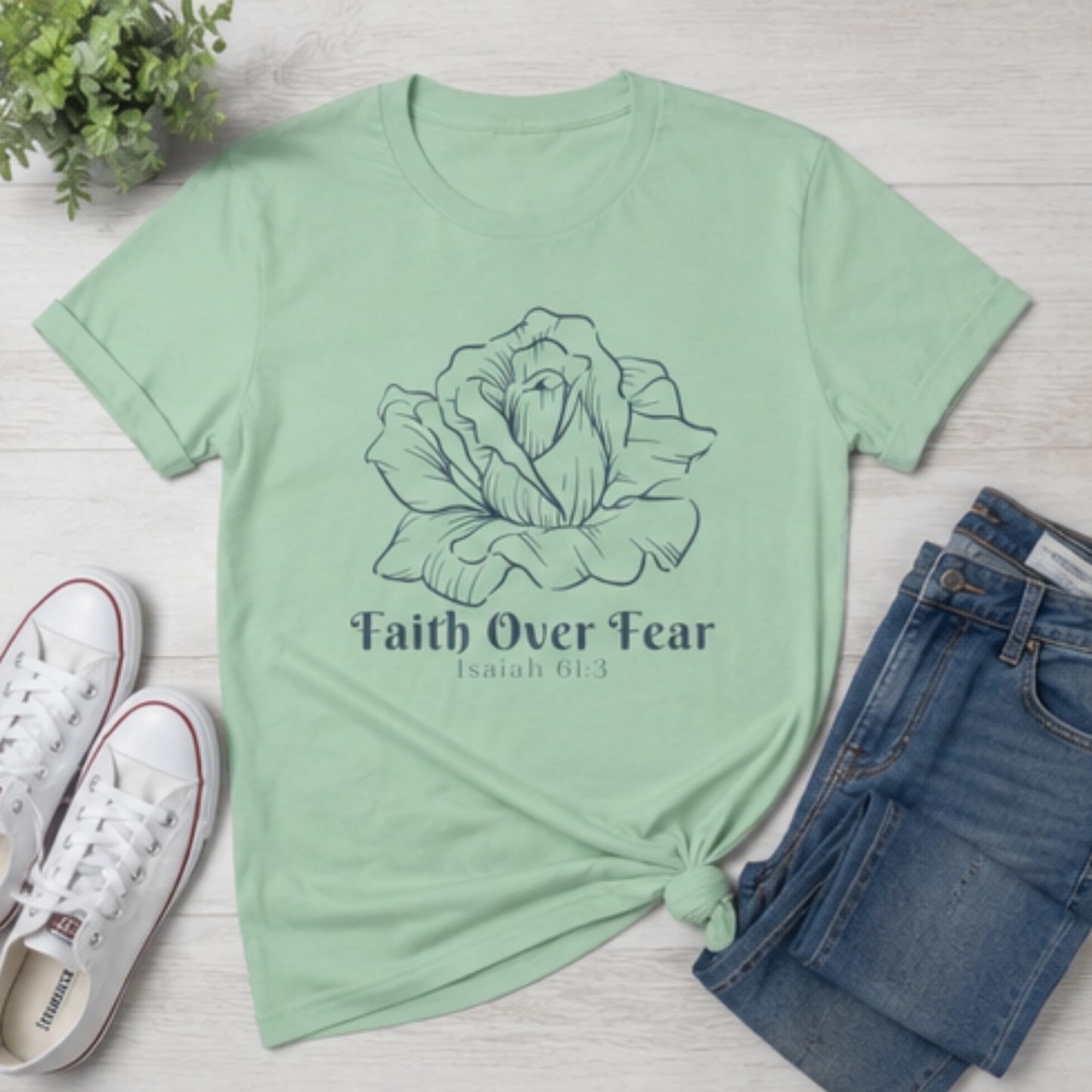 Faith Over Fear Minimalist Christian Tshirt