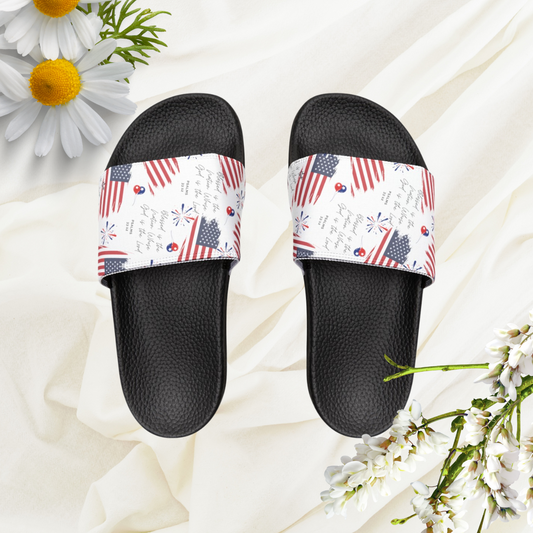 American Flag Sandle Christian Women's Removable Strap Sandals for Christian Mom Slip Sandle Gifts for Christian Mommy Flip Flop with US Flag Graphics