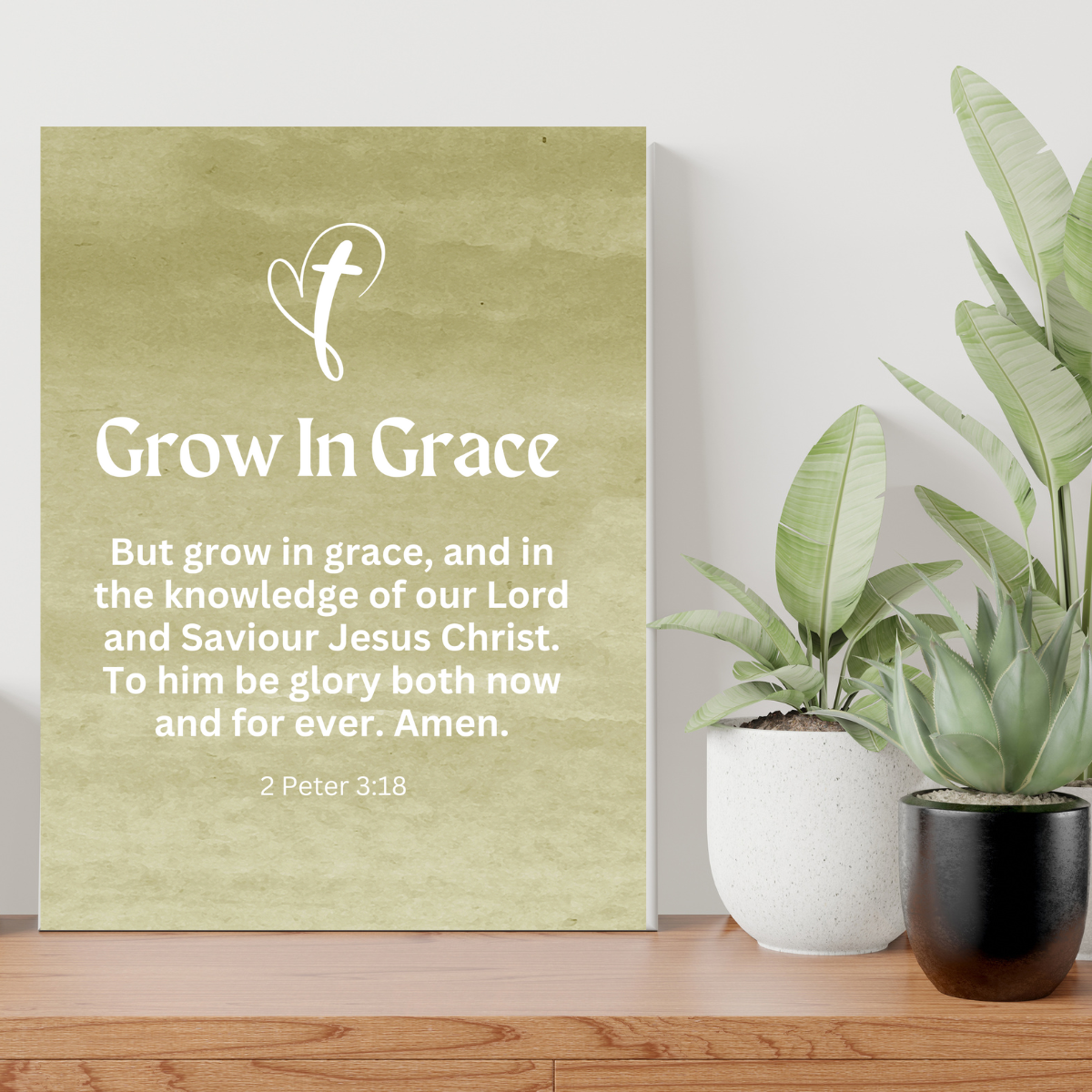 Grow in Grace Christian Faith Wall Art Decor Canvas Scripture Art Prints and Bible Verse Art Canvas Stretched in 1.5''