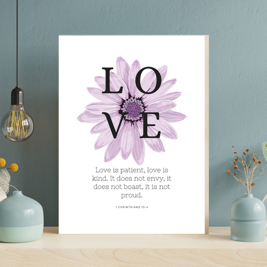 Love Is Christian Wall Art Decor with Scripture Art Prints and Inspirational Wall Art for A Christian Home Canvas Stretched, 1.5''