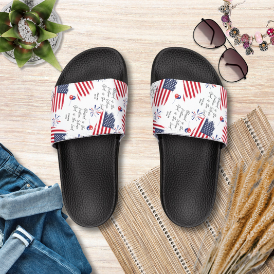 American Flag Sandle Christian Women's Removable Strap Sandals for Christian Mom Slip Sandle Gifts for Christian Mommy Flip Flop with US Flag Graphics