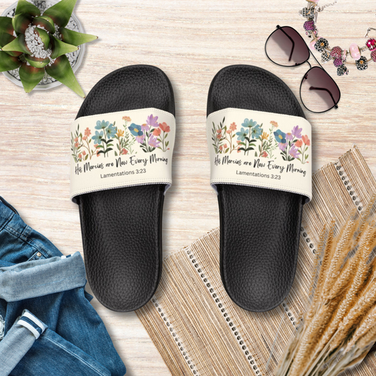 His Mercies are New Every Morning Christian Women's Removable Strap Sandals
