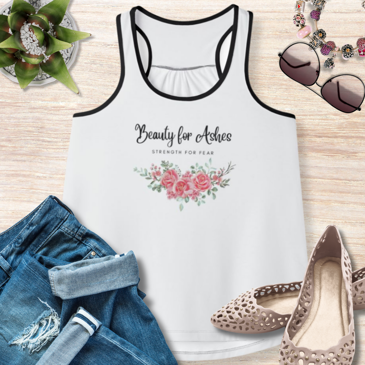 Beauty for Ashes Tank Top for Christian Women Tank Top for Summer Christian Mom Tank Top with Bible Verse Tank Top Christian Gifts for Women
