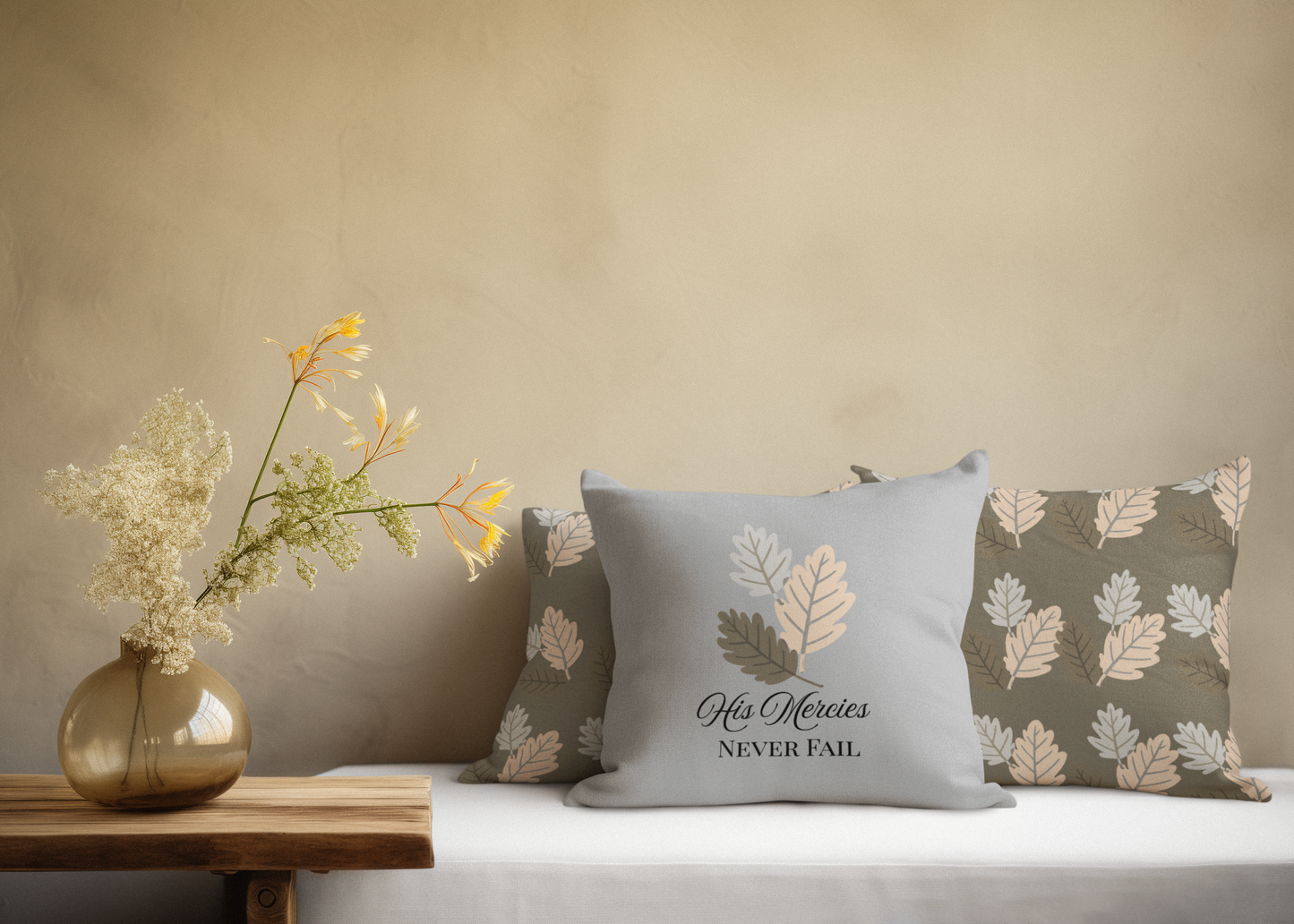 Hi Mercies Never Fail Throw Pillow| Christian Throw Pillow