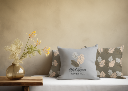 Hi Mercies Never Fail Throw Pillow| Christian Throw Pillow