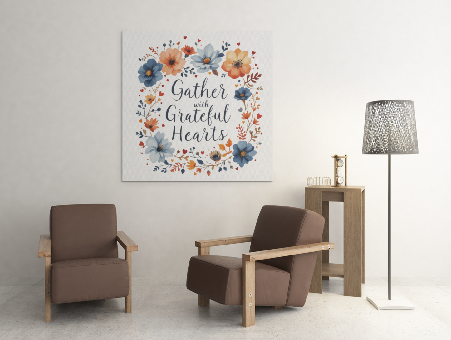 Gather With Grateful Hearts WallArt Christian Canvas, Thankful WallArt, Thanksgiving WallArt Canva, Christian Stretched, 1.25"