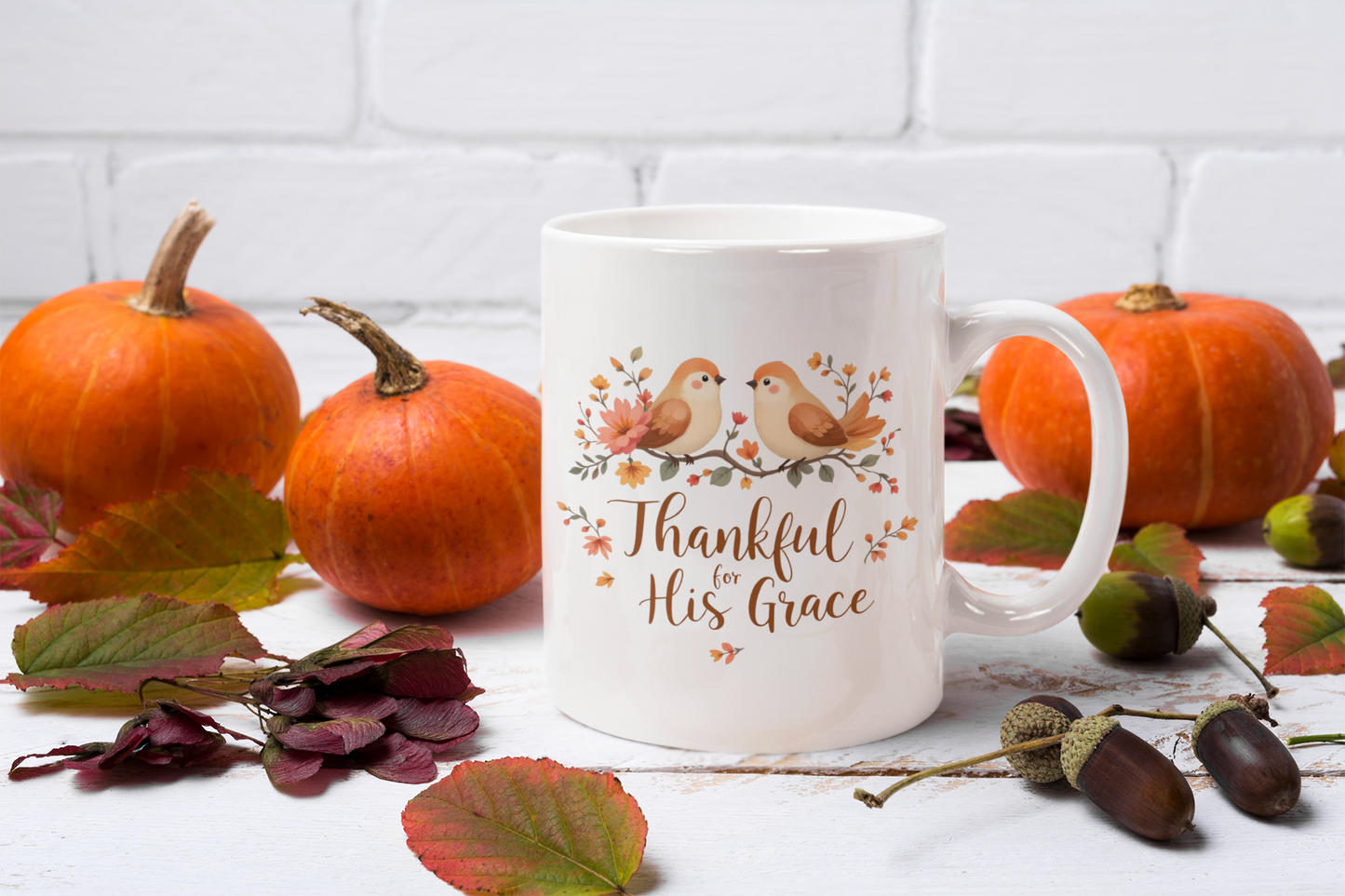 Thankful for His Grace Mug, Christian Coffee Mug, Thanksgiving Mug, Thanksgiving Christian Coffee Mug 11oz