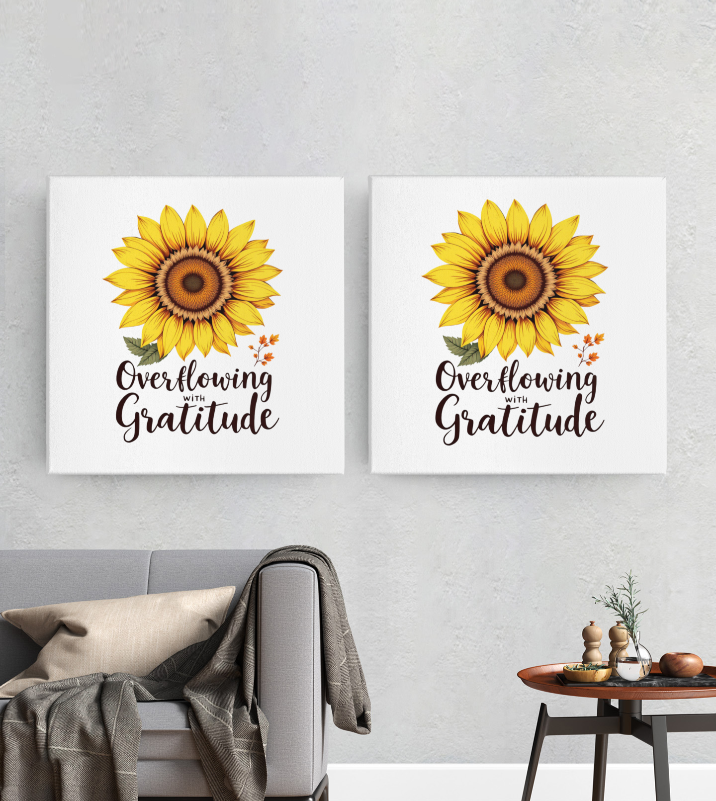 Overflowing with Gratitude WallArt Christian Canvas, Thankful WallArt, Thanksgiving WallArt Canva, Christian Stretched, 1.25"