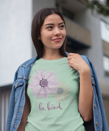 Be Kind Inspirational Christian T-Shirt with Flower Graphics