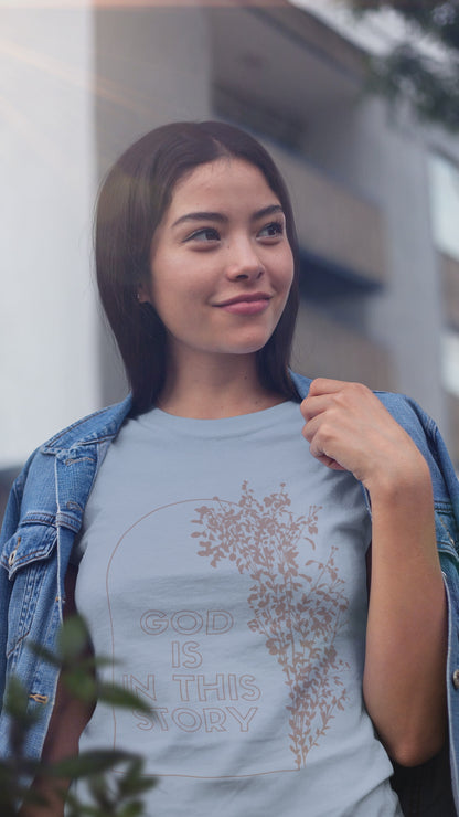 God is in This Story Inspirational Christian T-Shirt with Flower Graphics Ideal Christian Gift Ideas for Women