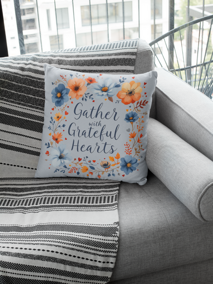 Gather Together Christian Pillow, Christain Throw Pillow, Spun Polyester Square Pillow, Decorative Thanksgiving Pillow