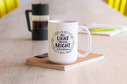 His Light Shines This Christmas, Christmas Gift, Christian Vinyl Sticker, Christmas sticker